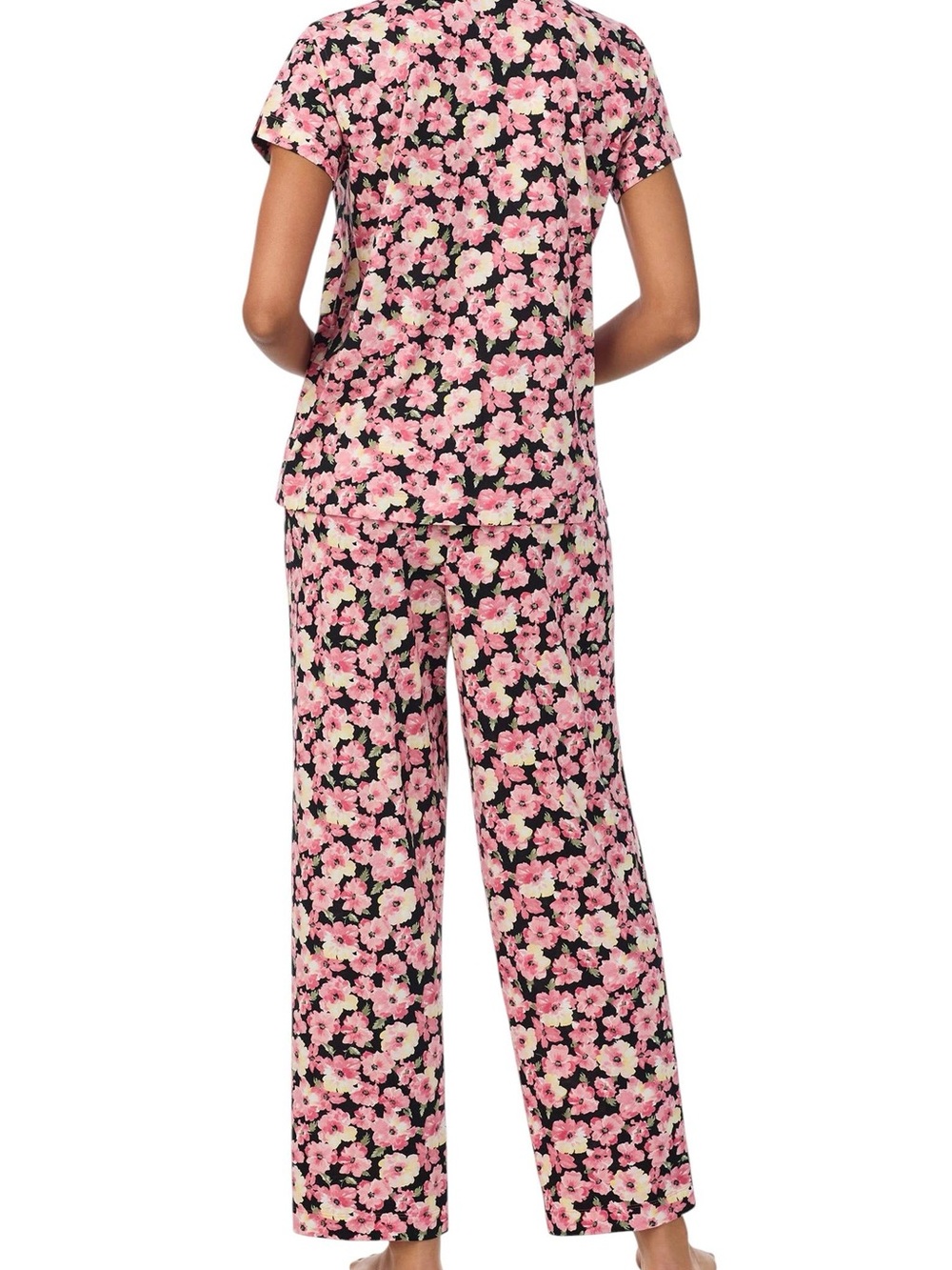 Lauren Ralph Lauren Pajama Set Women Black Pink Floral Short Sleeve 2X NWT - Picture 3 of 12